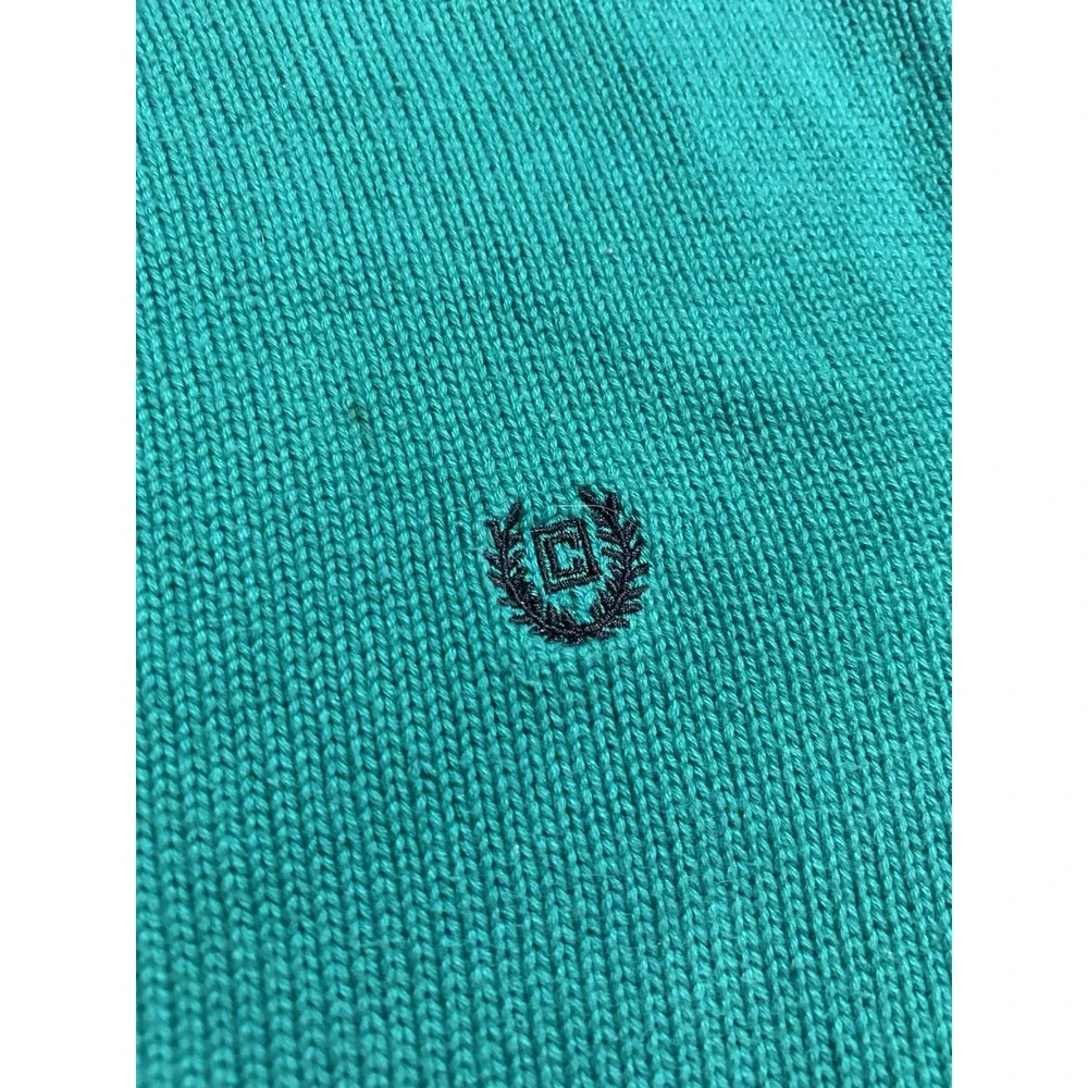 Chaps Men's XL Crewneck Sweater Teal Green 100% Cotton Embroidered Logo